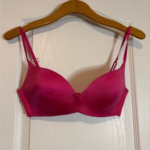 Pink by Victoria's Secret  V-neck Push-Up Bra 34 C - Fuchsia Pink NWT Vtg tag